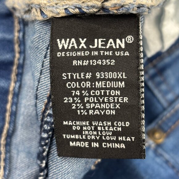 Wax Jeans Skinny Cuffed Distressed Women's size 14 Medium Wash Blue Denim Jeans - Picture 3 of 4